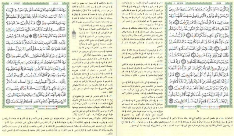 القرآن الكريم مصحف التجويد الملون و بهامشه تفسير الجلالين